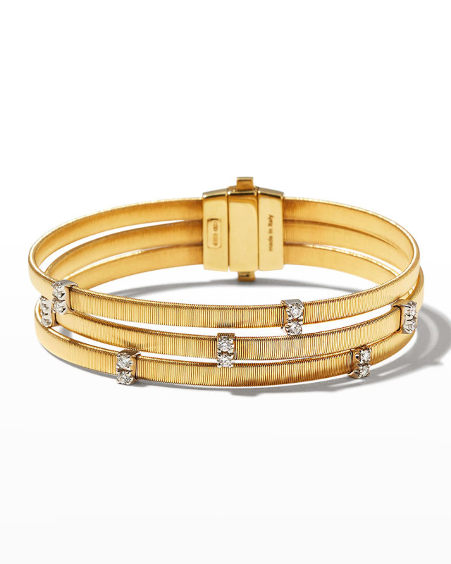 18K Gold Masai Three-Strand Bracelet with Diamonds